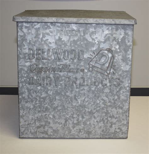 galvanized metal milk box as reception card holder|milk boxes made in usa.